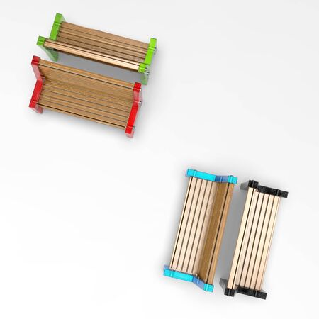 3d image of metall and wood benchの写真素材