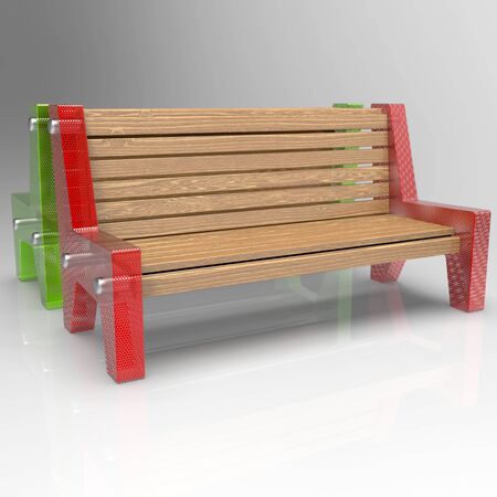 3d image of metall and wood bench Euro7 04の写真素材