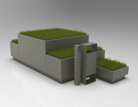 3d image of complex urn and flower pot 05の写真素材