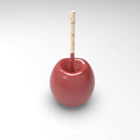 3d image of Apple on a stick in caramelの写真素材