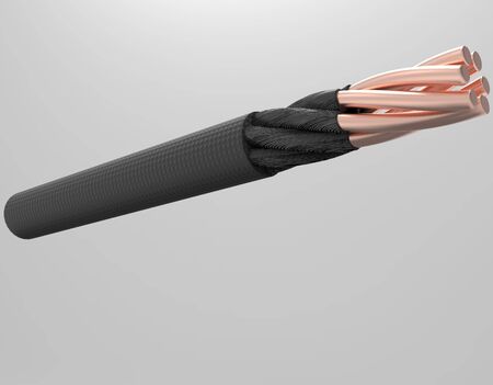 3d image close up of 6 core copper cableの写真素材