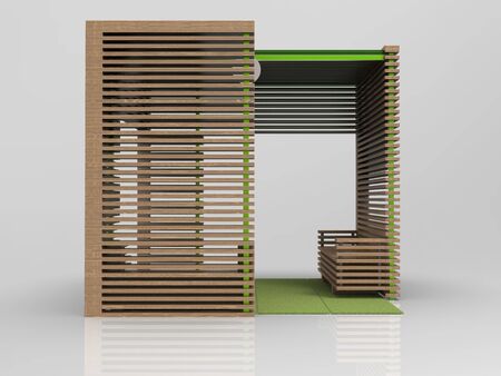 3d image of Large wooden canopy with sofasの写真素材