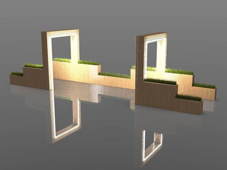 3d image of Large entrance group with lighting and flowerpots 00005.jpgの写真素材