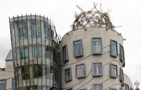 View of a part of a Dancing House in Prague  Czech Republic