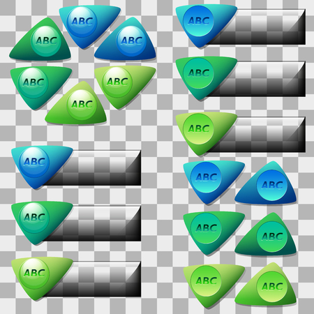 Triangular buttons, transparent glass button set.のイラスト素材