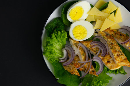 Ketogenic diet concept. A set of products of the low carb keto diet. Green vegetables, nuts, chicken...