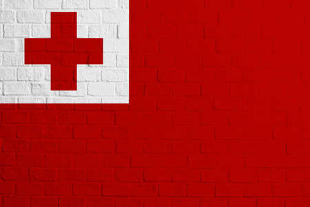 Flag of Tonga. Brick wall texture of the flag of Tonga.の写真素材