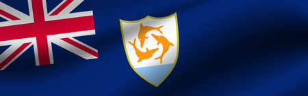 Banner with the flag of Anguilla. Fabric texture of the flag of Anguilla.の写真素材