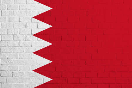 Flag of Bahrain. Brick wall texture of the flag of Bahrain.の写真素材