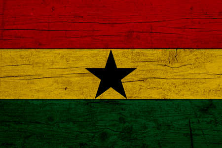 Flag of Ghana. Wooden texture of the flag of Ghana.の写真素材