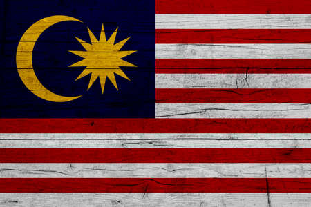 Flag of Malaysia. Wooden texture of the flag of Malaysia.の写真素材