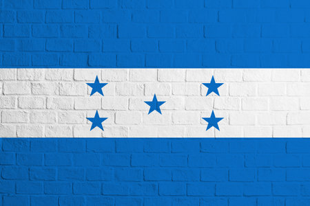 Flag of Honduras. Brick wall texture of the flag of Honduras.の写真素材