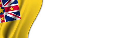 Niue flag on white background. White background with place for text near the flag of Niue.の写真素材