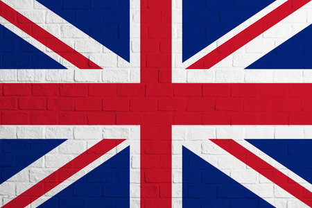 Flag of United Kingdom. Brick wall texture of the flag of United Kingdom.の写真素材