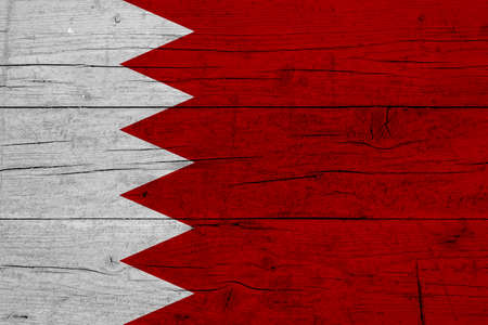 Flag of Bahrain. Wooden texture of the flag of Bahrain.の写真素材
