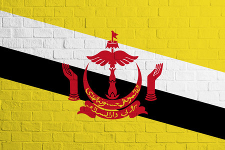 Flag of Brunei. Brick wall texture of the flag of Brunei.