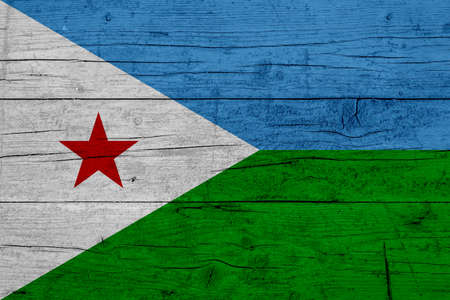 Flag of Djibouti. Wooden texture of the flag of Djibouti.の写真素材