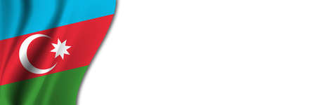 Azerbaijan flag on white background. White background with place for text near the flag of Azerbaijan.の写真素材