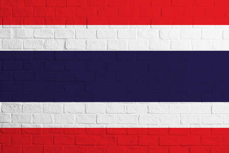 Flag of Thailand. Brick wall texture of the flag of Thailand.の写真素材