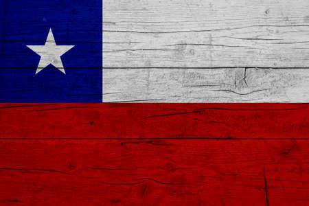 Flag of Chile. Wooden texture of the flag of Chile.の写真素材