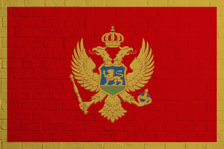 Flag of Montenegro. Brick wall texture of the flag of Montenegro.