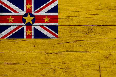 Flag of Niue. Wooden texture of the flag of Niue.の写真素材