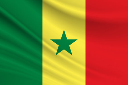 Flag of Senegal. Fabric texture of the flag of Senegal.の写真素材