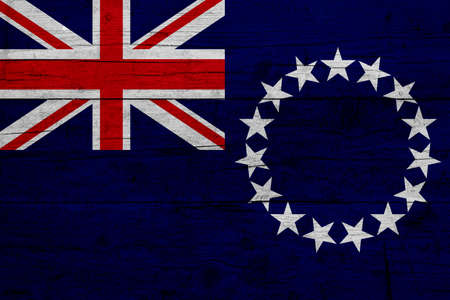 Flag of Cook Islands. Wooden texture of the flag of Cook Islands.の写真素材