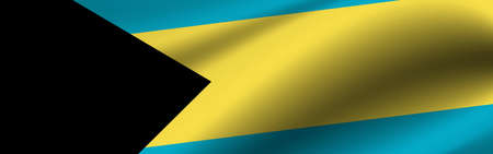 Banner with the flag of Bahamas. Fabric texture of the flag of Bahamas.の写真素材