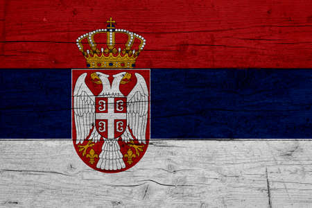 Flag of Serbia. Wooden texture of the flag of Serbia.の写真素材