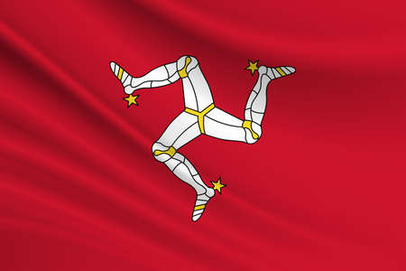 Flag of Isle of Man. Fabric texture of the flag of Isle of Man.の写真素材