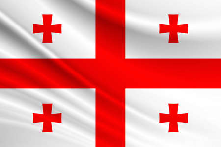 Flag of Georgia. Fabric texture of the flag of Georgia.の写真素材
