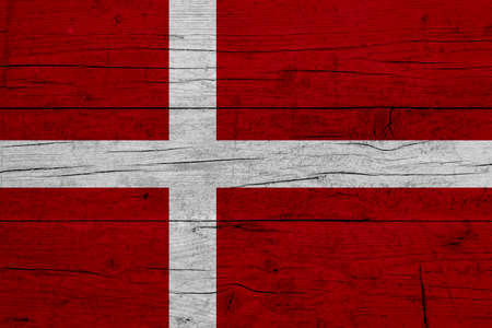 Flag of Denmark. Wooden texture of the flag of Denmark.の写真素材