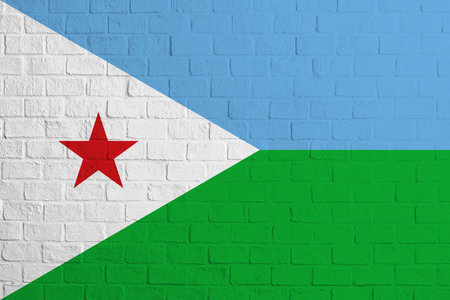 Flag of Djibouti. Brick wall texture of the flag of Djibouti.の写真素材