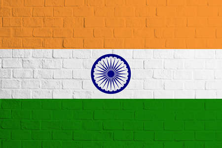 Flag of India Brick wall texture of the flag of India.の写真素材