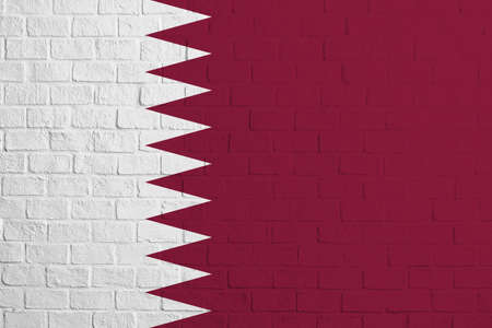 Flag of Qatar Brick wall texture of the flag of Qatar.の写真素材