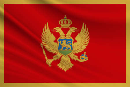 Flag of Montenegro. Fabric texture of the flag of Montenegro.の写真素材