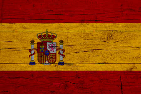 Flag of Spain Wooden texture of the flag of Spain.の写真素材