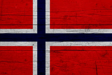 Flag of Norway. Wooden texture of the flag of Norway.の写真素材