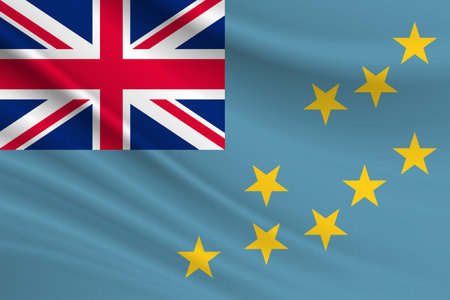 Flag of Tuvalu. Fabric texture of the flag of Tuvalu.の写真素材