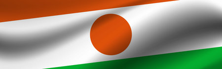 Banner with the flag of Niger. Fabric texture of the flag of Niger.の写真素材
