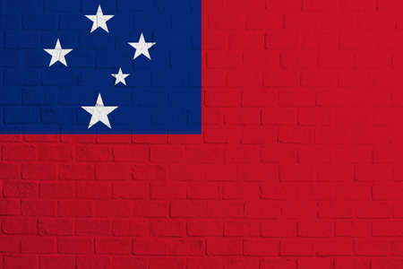 Flag of Samoa. Brick wall texture of the flag of Samoa.の写真素材