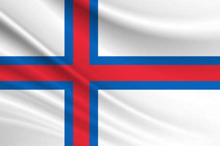 Flag of Faroe Islands. Fabric texture of the flag of Faroe Islands.の写真素材