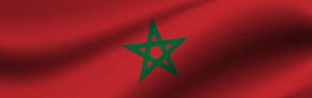Banner with the flag of Morocco. Fabric texture of the flag of Morocco.の写真素材