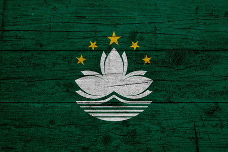 Flag of Macau. Wooden texture of the flag of Macau.の写真素材