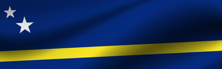 Banner with the flag of Curacao. Fabric texture of the flag of Curacao.の写真素材