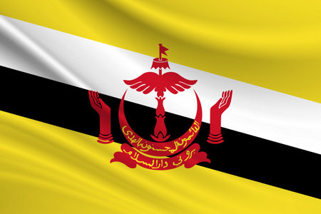Flag of Brunei. Fabric texture of the flag of Brunei.の写真素材