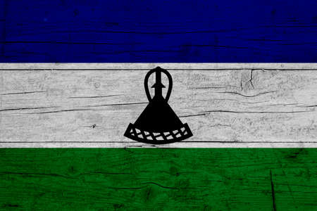 Flag of Lesotho Wooden texture of the flag of Lesotho.の写真素材