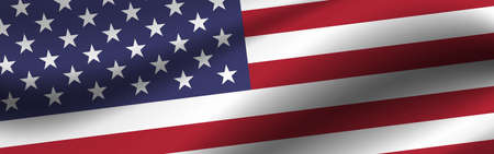 Banner with the flag of United States. Fabric texture of the flag of United States.の写真素材