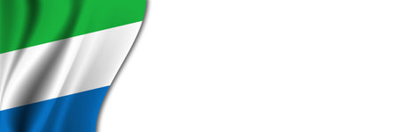 Sierra Leone flag on white background. White background with place for text near the flag of Sierra Leone.の写真素材